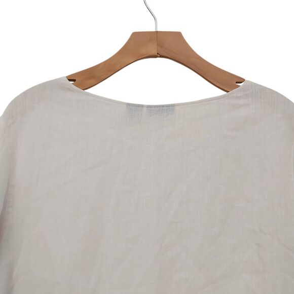 Tahari Mini Dress Womens Medium Gray Linen 3/4 Sleeve Color Block Button Back - Picture 6 of 11